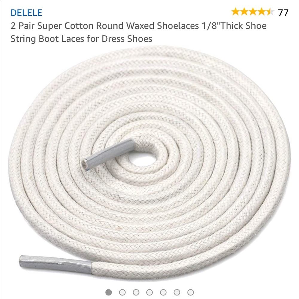 NWT DELELE Two pair 1/8 in thick white shoelaces